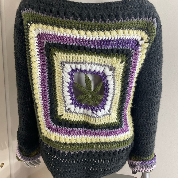 The Grass Fairy Sweater, Handmade Crochet Women Size S/M, 19 Inches Pit To Pit - Picture 2 of 7